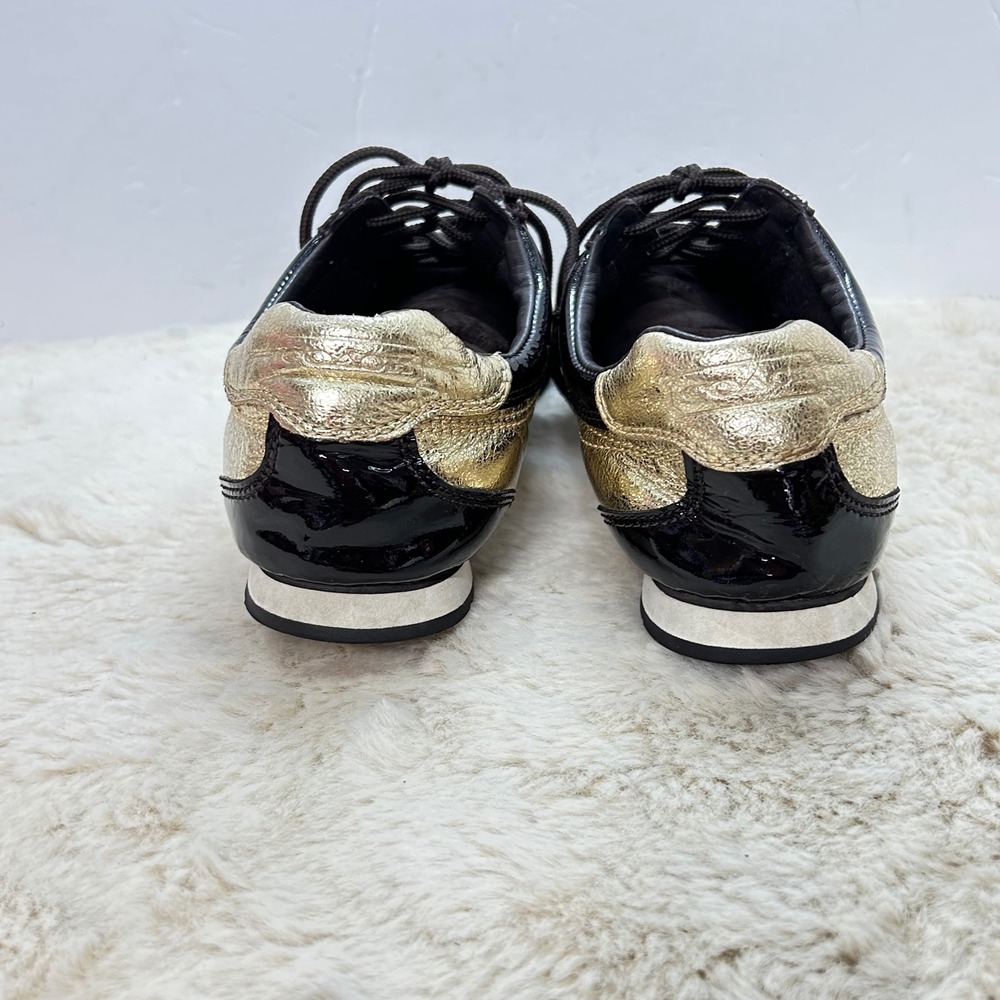 COACH Brown & Gold Monogram Sneakers Shoes Low Top Designer - Picture 4 of 11